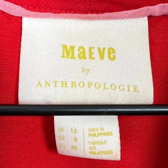 Anthropologie Maeve Linen Delia Tailored Blouse Pleated Button Down Blazer Shirt - Picture 5 of 8